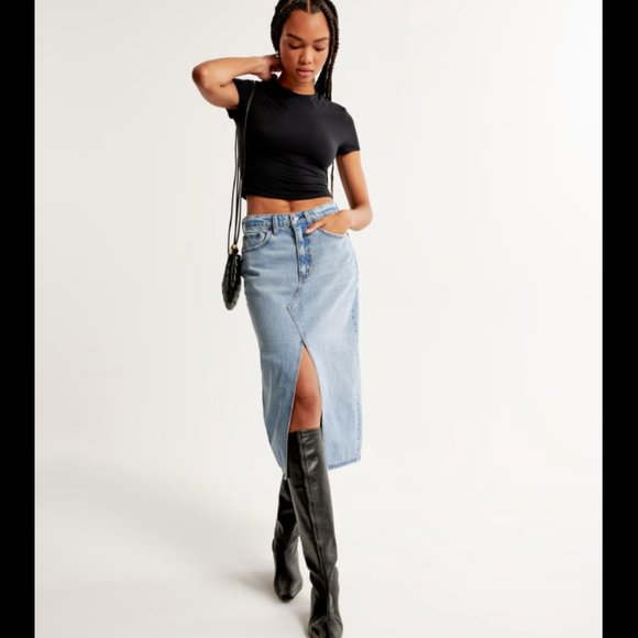 Abercrombie & Fitch Midi Denim Skirt - Picture 1 of 5
